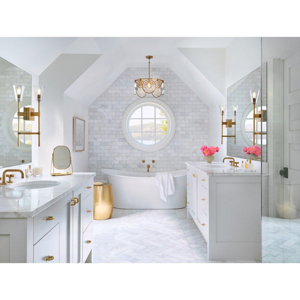 Nala 22" Five Lights Small Convertible Chandelier, Heritage Brass