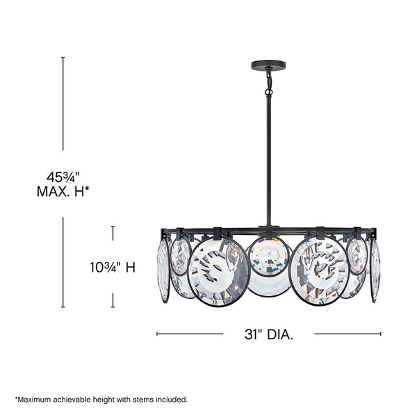 Nala 31" Seven Lights Medium Drum Chandelier, Black