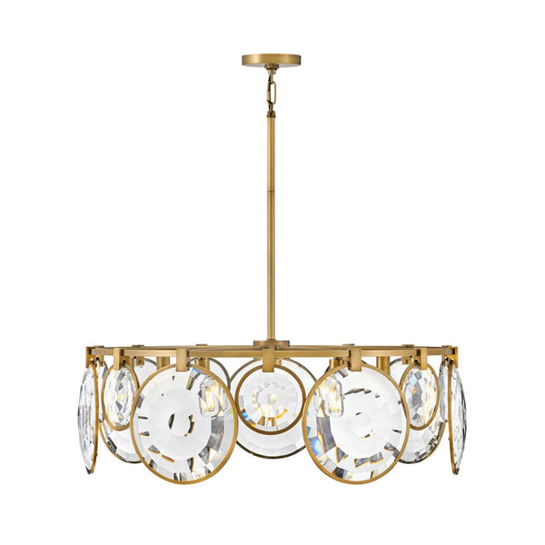 Nala 31" Seven Lights Medium Convertible Drum Chandelier, Heritage Brass