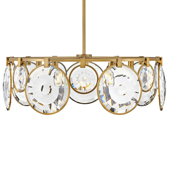 Nala 31" Seven Lights Medium Convertible Drum Chandelier, Heritage Brass