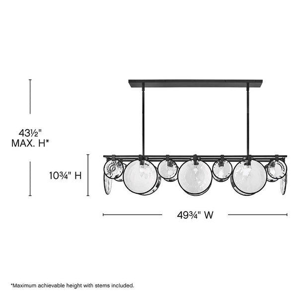 Nala 50" Eight Lights Medium Linear, Black