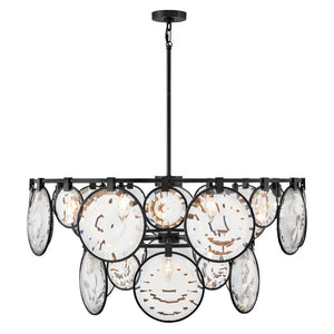 Nala 40" Fifteen Lights Large Multi Tier Chandelier, Black