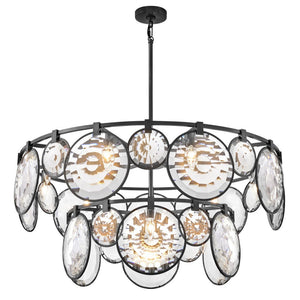Nala 40" Fifteen Lights Large Multi Tier Chandelier, Black