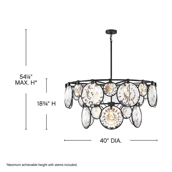 Nala 40" Fifteen Lights Large Multi Tier Chandelier, Black