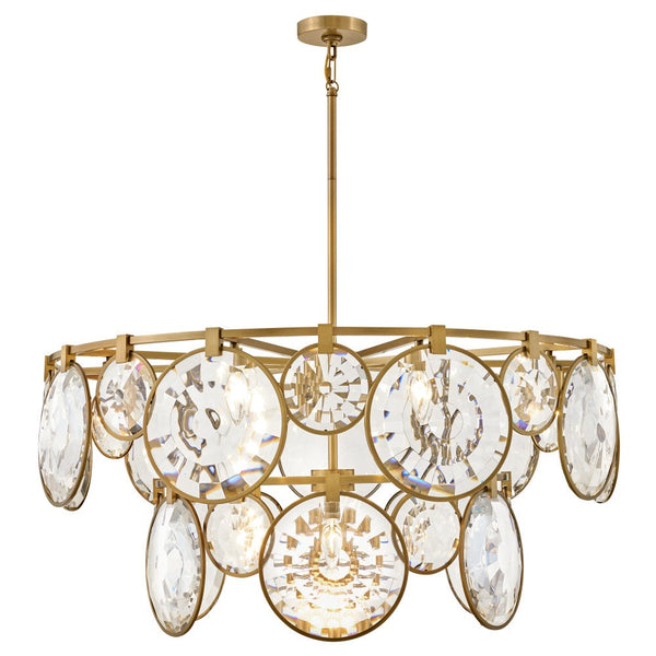 Nala 40" Fifteen Lights Large Multi Tier Chandelier, Heritage Brass