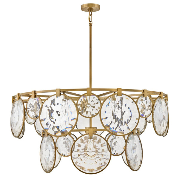 Nala 40" Fifteen Lights Large Multi Tier Chandelier, Heritage Brass