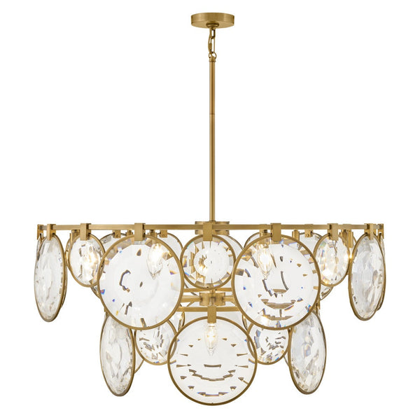 Nala 40" Fifteen Lights Large Multi Tier Chandelier, Heritage Brass