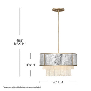 Reverie 20" Four Lights Large Convertible Pendant, Champagne Gold