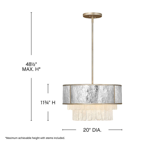 Reverie 20" Four Lights Large Convertible Pendant, Champagne Gold