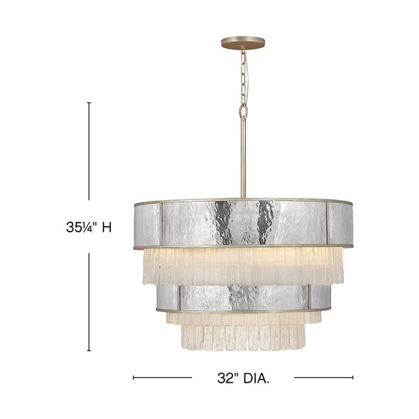 Reverie 32" Twelve Lights Medium Multi Tier Chandelier, Champagne Gold