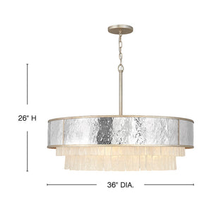 Reverie 36" Eight Lights Large Drum Chandelier, Champagne Gold