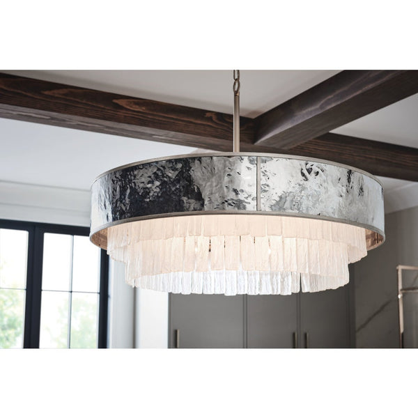 Reverie 36" Eight Lights Large Drum Chandelier, Champagne Gold