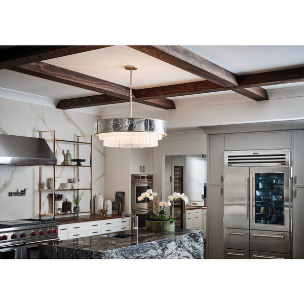 Reverie 36" Eight Lights Large Drum Chandelier, Champagne Gold