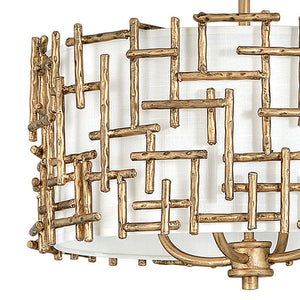Farrah 16" Four Lights Large Convertible Drum Pendant, Burnished Gold