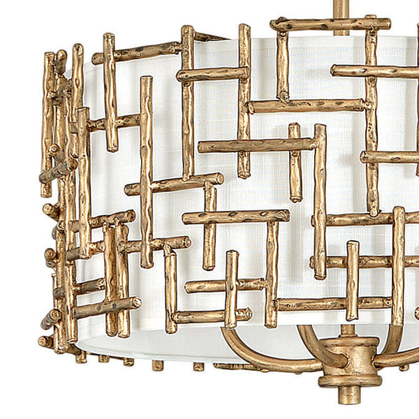 Farrah 16" Four Lights Large Convertible Drum Pendant, Burnished Gold