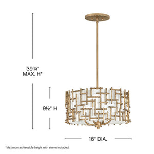 Farrah 16" Four Lights Large Convertible Drum Pendant, Burnished Gold