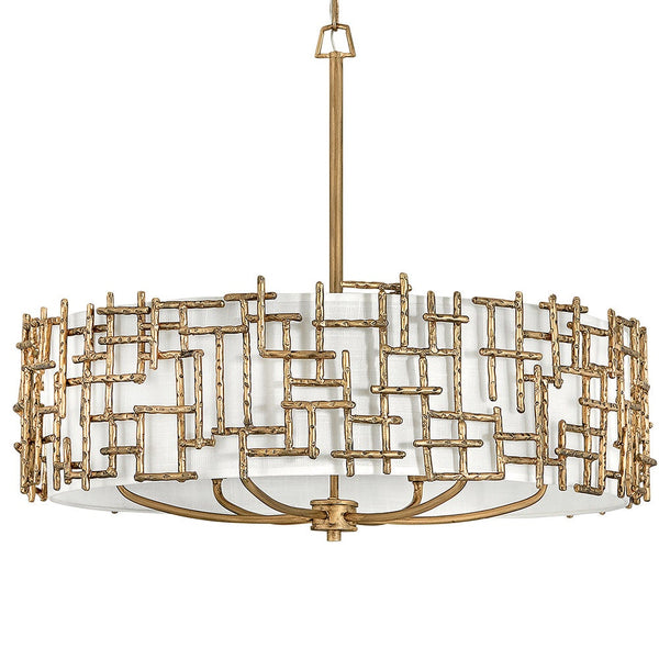 Farrah 28" Six Lights Medium Drum Chandelier, Burnished Gold