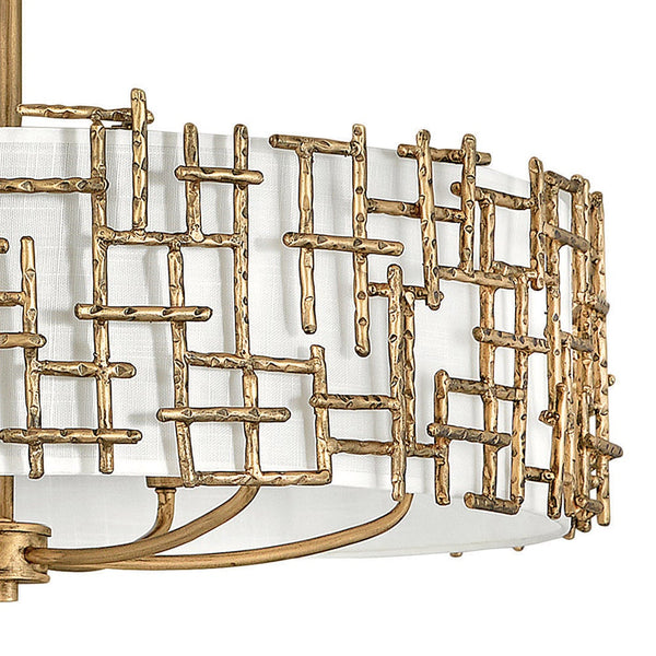 Farrah 28" Six Lights Medium Drum Chandelier, Burnished Gold