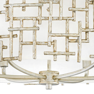 Farrah 28" Six Lights Medium Drum Chandelier, Silver Leaf