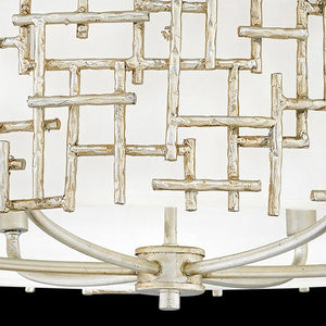 Farrah 28" Six Lights Medium Drum Chandelier, Silver Leaf