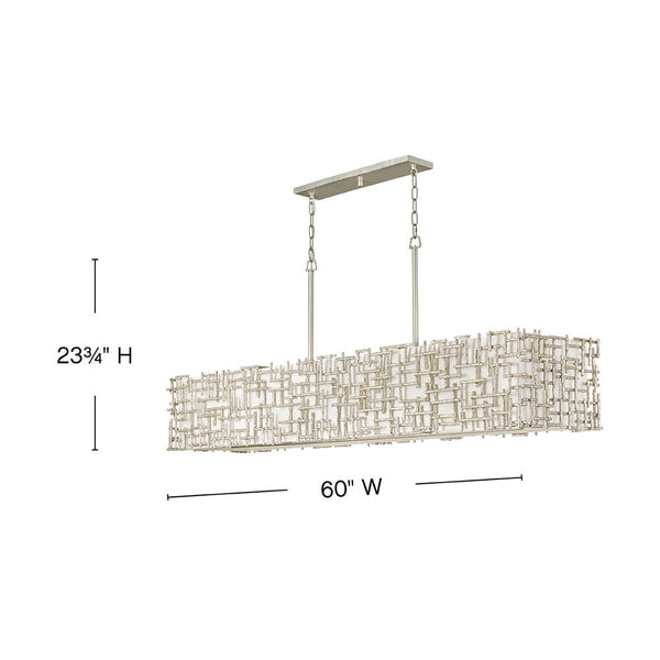 Farrah 60" Ten Lights Large Linear, Silver Leaf