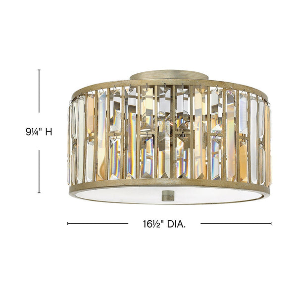 Gemma 16" Three Lights Medium Flush Mount, Silver Leaf