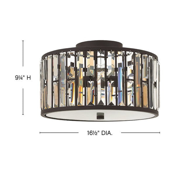 Gemma 16" Three Lights Medium Flush Mount, Vintage Bronze