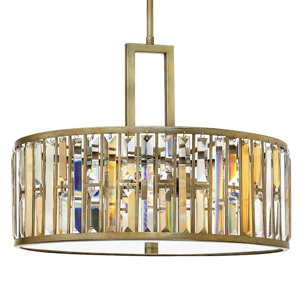 Gemma 21" Three Lights Small Drum, Silver Leaf