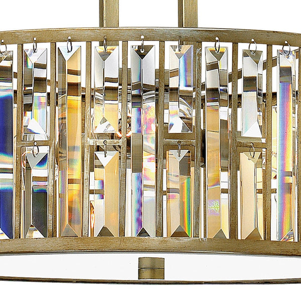 Gemma 21" Three Lights Small Drum, Silver Leaf