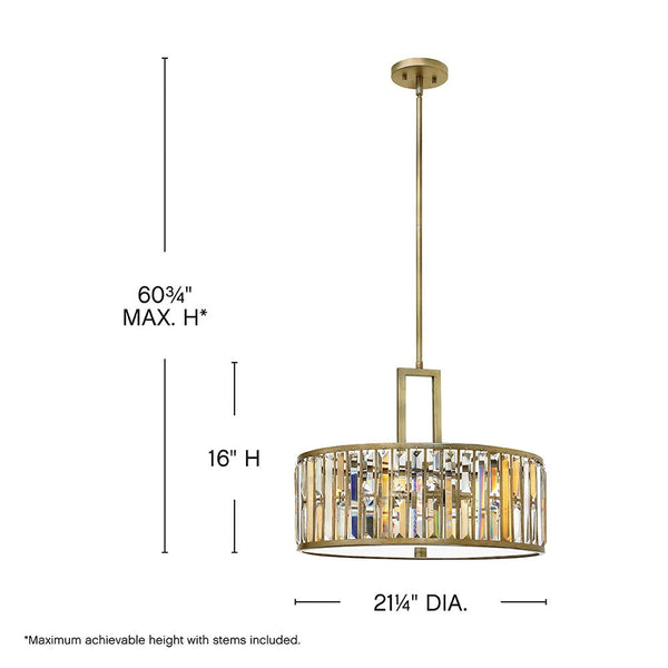 Gemma 21" Three Lights Small Drum, Silver Leaf