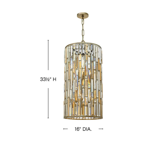 Gemma 16" Six Lights Large Two Tier Drum, Silver Leaf