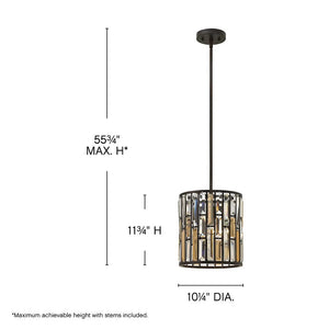 Gemma 10" One Light Small Convertible Pendant, Vintage Bronze