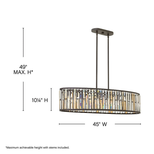 Gemma 45" Six Lights Medium Linear, Vintage Bronze