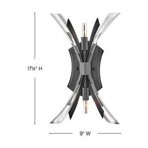 Vida 9" Two Lights Medium Sconce, Brushed Graphite