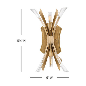 Vida 9" Two Lights Medium Sconce, Burnished Gold