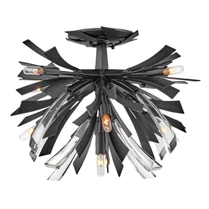 Vida 24" Nine Lights Large Semi-Flush Mount, Brushed Graphite