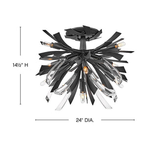 Vida 24" Nine Lights Large Semi-Flush Mount, Brushed Graphite