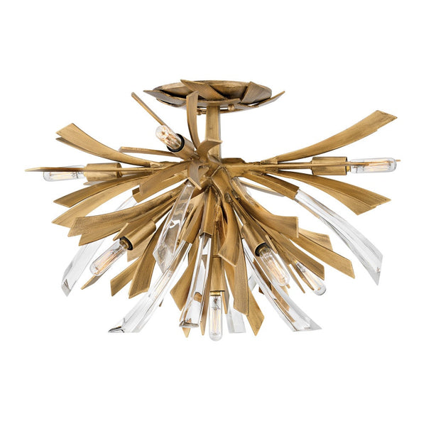 Vida 24" Nine Lights Large Semi-Flush Mount, Burnished Gold