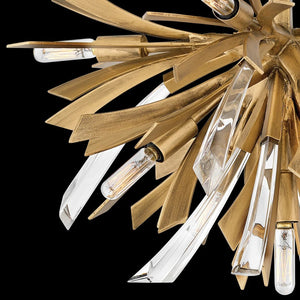 Vida 24" Nine Lights Large Semi-Flush Mount, Burnished Gold