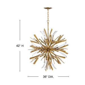 Vida 36" Thirteen Lights Large Orb Chandelier, Burnished Gold