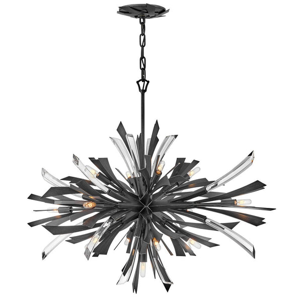 Vida 36" Thirteen Lights Large Single Tier Chandelier, Brushed Graphite