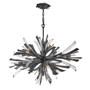 Vida 36" Thirteen Lights Large Single Tier Chandelier, Brushed Graphite