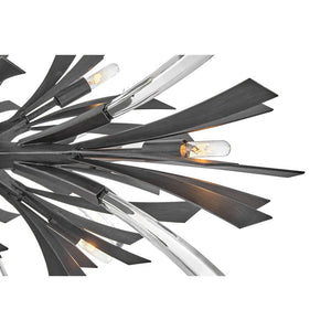 Vida 36" Thirteen Lights Large Single Tier Chandelier, Brushed Graphite