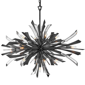 Vida 36" Thirteen Lights Large Single Tier Chandelier, Brushed Graphite