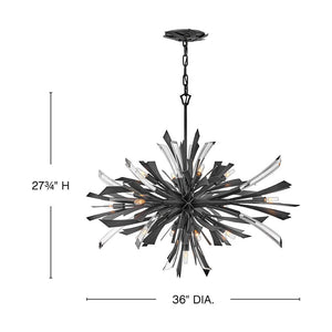 Vida 36" Thirteen Lights Large Single Tier Chandelier, Brushed Graphite