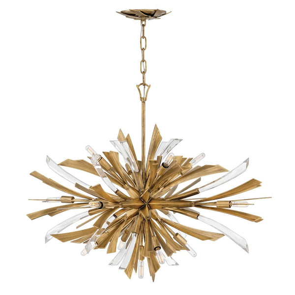 Vida 36" Thirteen Lights Large Single Tier Chandelier, Burnished Gold
