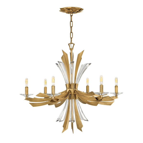 Vida 29" Six Lights Medium Single Tier Chandelier, Burnished Gold