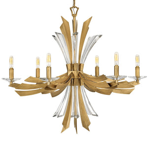 Vida 29" Six Lights Medium Single Tier Chandelier, Burnished Gold