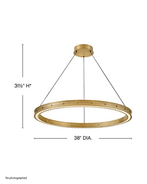 Althea 38" Large Chandelier, Lacquered Brass