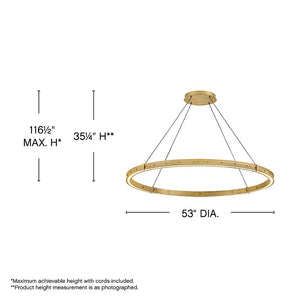 Althea 53" Extra Large Chandelier, Lacquered Brass